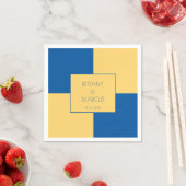 Hedendaags Blauw & Geel Geruit Servet (Insitu)