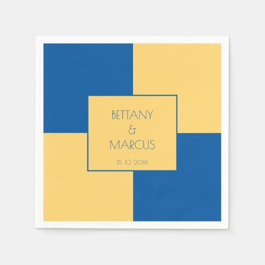 Hedendaags Blauw & Geel Geruit Servet (Voorkant)