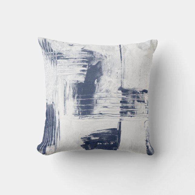 Hedendaags Blauw/Wit Abstract Decorkussen Kussen (Voorkant)