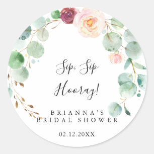 Hedendaags Bloemen Sip Hooray Vrijgezellenfeest Ronde Sticker