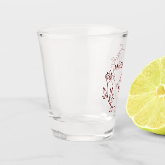 Hedendaags bloemenkoppel met monogram bruiloft fav shot glas (Links)