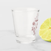 Hedendaags bloemenkoppel met monogram trouwfavorie shot glas (Links)