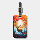 Hedendaags bos wilde herten bagagelabel (Voorkant verticaal)