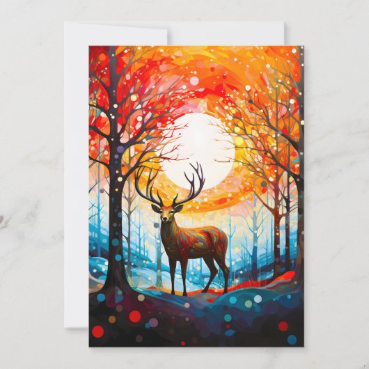 Hedendaags bos wilde herten feestdagenkaart (Voorkant)