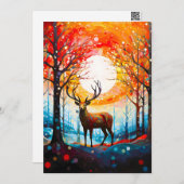 Hedendaags bos wilde herten feestdagenkaart (Voorkant / Achterkant)