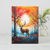 Hedendaags bos wilde herten feestdagenkaart (Staand voorkant)