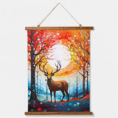 Hedendaags bos wilde herten hangend wandkleed (Voorkant)