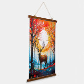 Hedendaags bos wilde herten hangend wandkleed (Gebogen)