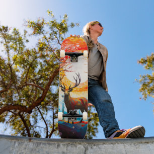 Hedendaags bos wilde herten persoonlijk skateboard