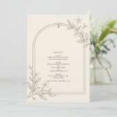 Hedendaags botanisch boog bruiloftsmenu menu (Staand voorkant)