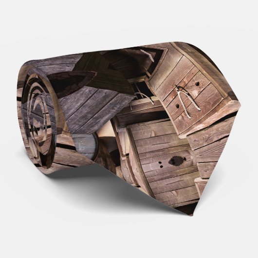 Hedendaags Bruin Amber Hout Patroon Stropdas (Opgerold)