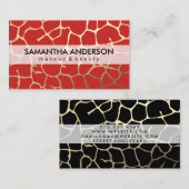Hedendaags Chic Patroon Rood Zwart Visitekaartje (Voorkant / Achterkant)