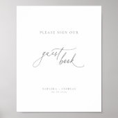 Hedendaags chique grijs minimalistisch gastenboek poster (Voorkant)