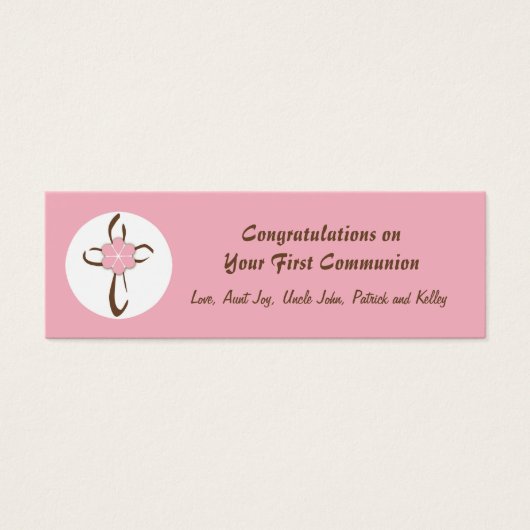 Hedendaags Cross Gift Label in Roze Mini Visitekaartjes (Voorkant)