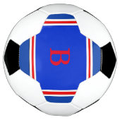 Hedendaags Design-Blauw Wit & Rood Voetbal (Gedraaid)