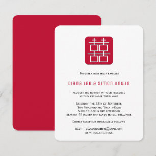 Hedendaags dubbel geluk   Chinese bruiloft Kaart
