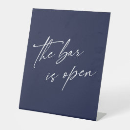 Hedendaags, Eenvoudig De Bar is Open Navyblauw Reclamebord Met Voetstuk