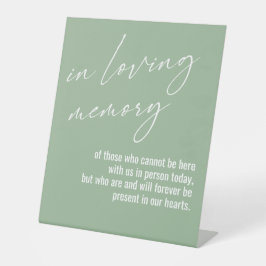 Hedendaags, Eenvoudig In Loving Memory Saliegroen Reclamebord Met Voetstuk