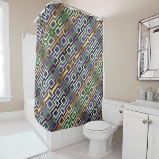 Hedendaags Elegant Goud Blauw Groen Douchegordijn (In situ)