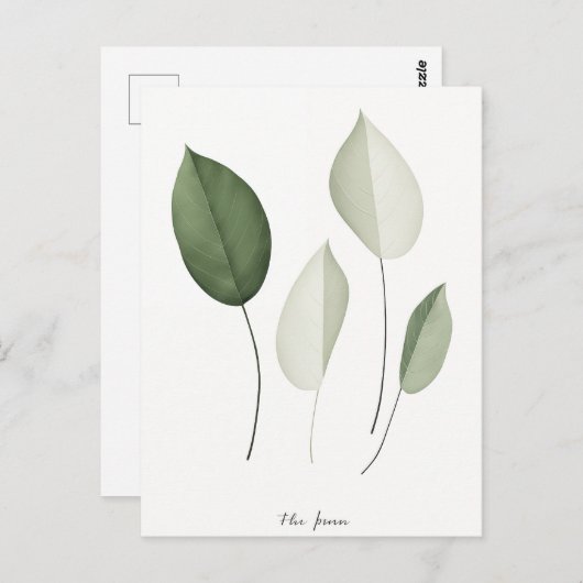 Hedendaags en minimalistisch bladontwerp briefkaar briefkaart (Voorkant / Achterkant)