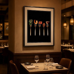 Hedendaags eten op vorken Kunstprint Poster