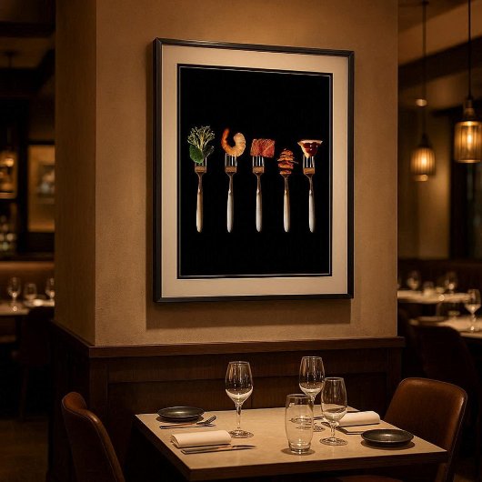 Hedendaags eten op vorken Kunstprint Poster