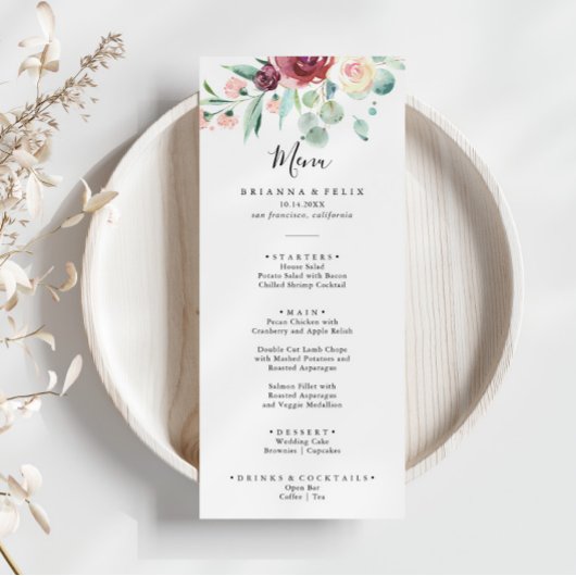 Hedendaags Eucalyptus Bloemendiner Menu
