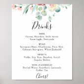 Hedendaags Eucalyptus Bruiloft Dranken Menukaart B Poster (Voorkant)