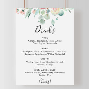 Hedendaags Eucalyptus Bruiloftsdranken Menu Bord Poster