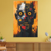 Hedendaags expressionistisch stadschaosportret canvas afdruk (Insitu (Woonkamer))