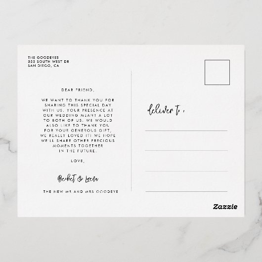 Hedendaags Foto roos goud briefkaart (Achterkant)