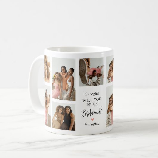 Hedendaags fotorooster Wil je mijn bruidsmeisje zi Koffiemok (Voorkant links)