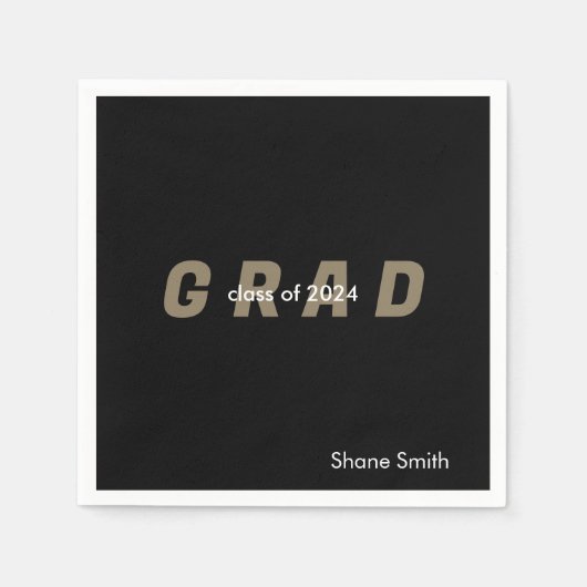 Hedendaags gepersonaliseerd zwart Afstuderen Servet (Voorkant)