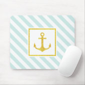 Hedendaags Gestreept Ontwerp Gouden Anker Muismat (Met muis)