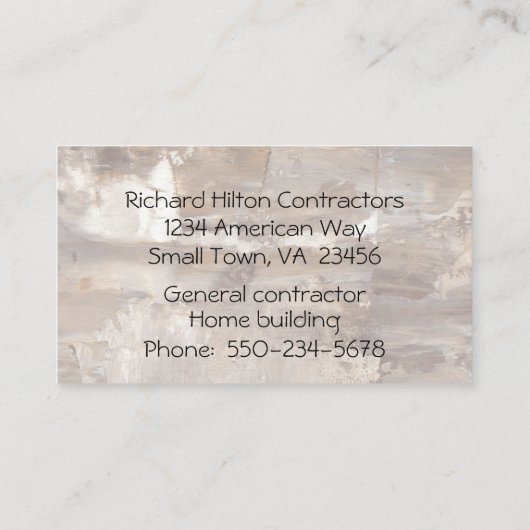Hedendaags getextureerd contractor Visitekaartje (Achterkant)