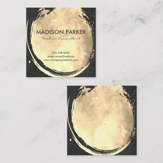 Hedendaags goud waterverf geborsteld vierkante visitekaartje (Voorkant / Achterkant)