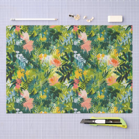 Hedendaags groen Abstract bloemmotief Tissuepapier (Craft)