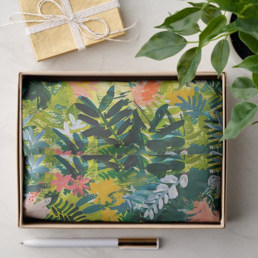 Hedendaags groen Abstract bloemmotief Tissuepapier (Geschenk)