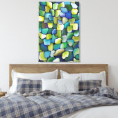 Hedendaags Groen Patroon Geschilderd in Waterverf Canvas Afdruk (Insitu (Slaapkamer))