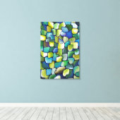 Hedendaags Groen Patroon Geschilderd in Waterverf Canvas Afdruk (Insitu (Houten vloer))