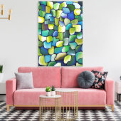 Hedendaags Groen Patroon Geschilderd in Waterverf Canvas Afdruk (Insitu (Woonkamer))