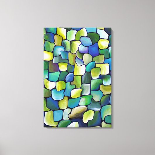 Hedendaags Groen Patroon Geschilderd in Waterverf Canvas Afdruk (Voorkant)