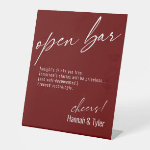 Hedendaags Handgeschreven Grappige Open Bar Bourgo Reclamebord Met Voetstuk
