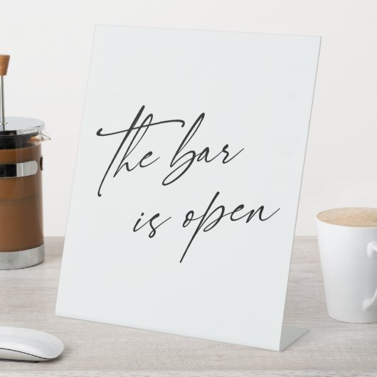 Hedendaags handschrift De bar is open Reclamebord Met Voetstuk (Insitu)