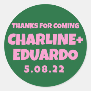 Hedendaags Handschrift Retro Bruiloft Welkomstbord Ronde Sticker