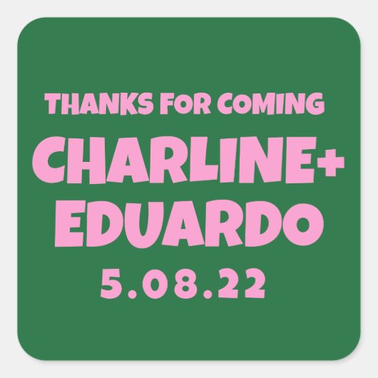 Hedendaags Handschrift Retro Bruiloft Welkomstbord Vierkante Sticker (Voorkant)