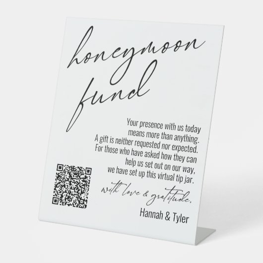 Hedendaags Honeymoon Fonds QR Code White Reclamebord Met Voetstuk (Voorkant)
