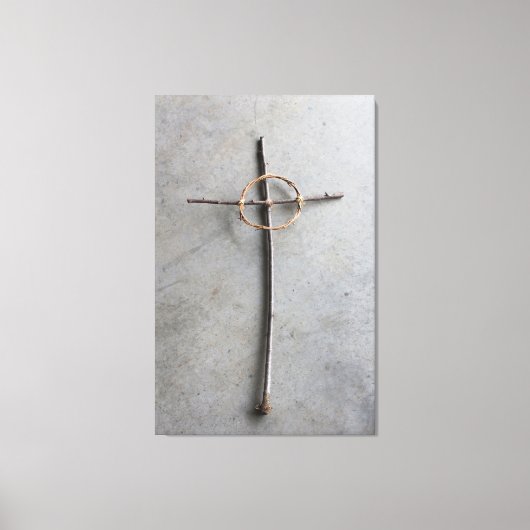 Hedendaags Keltisch kruis van stokken en wijnstokk Canvas Afdruk (Voorkant)