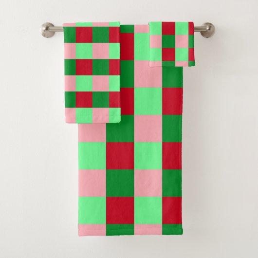 Hedendaags kerst dambordpatroon bad handdoek (Insitu)