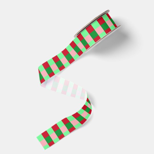 Hedendaags kerst dambordpatroon grosgrain lint (Achterkant)